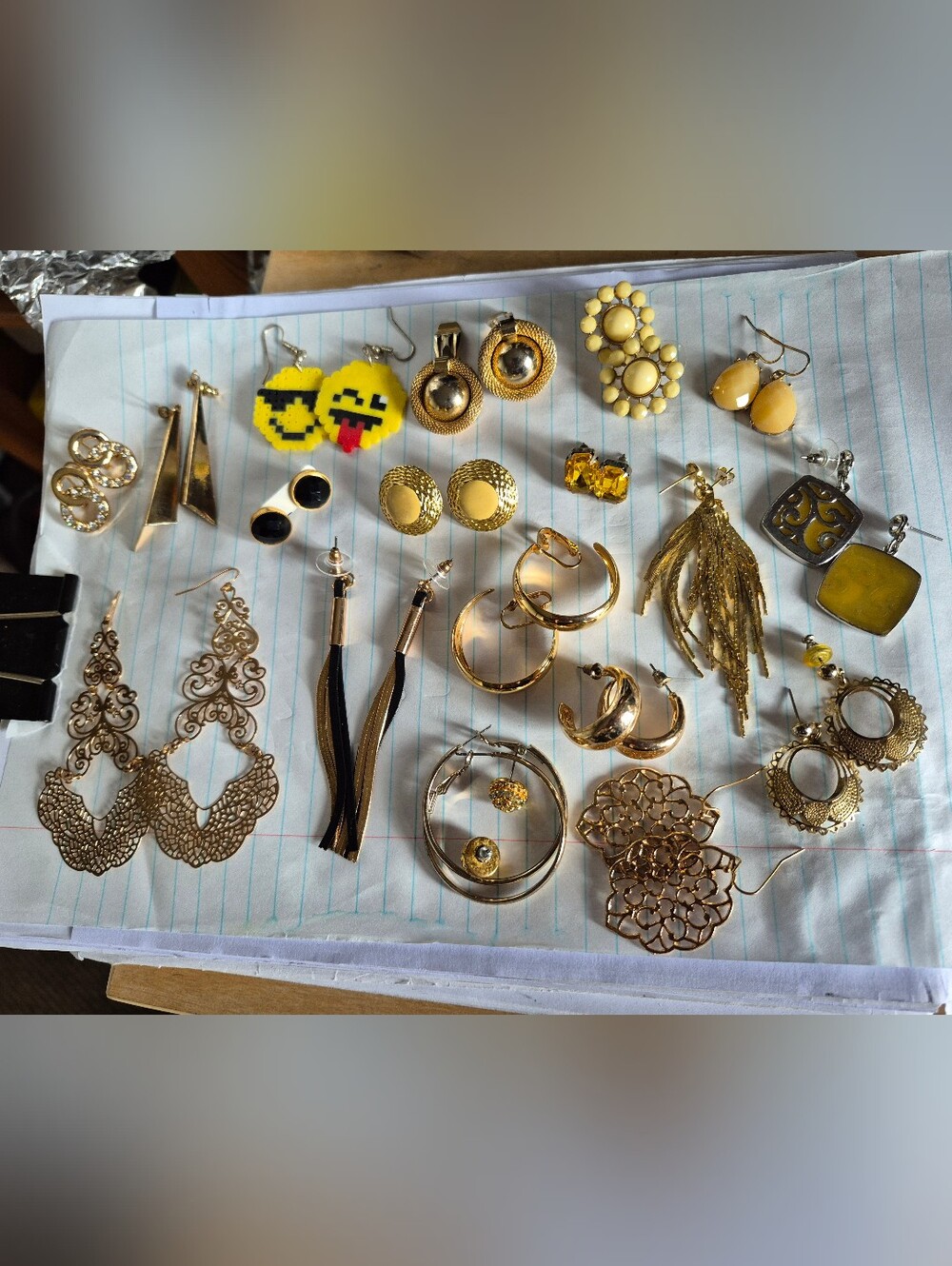 37 Pairs Of Mostly Gold-Tone Earrings - BR, LC